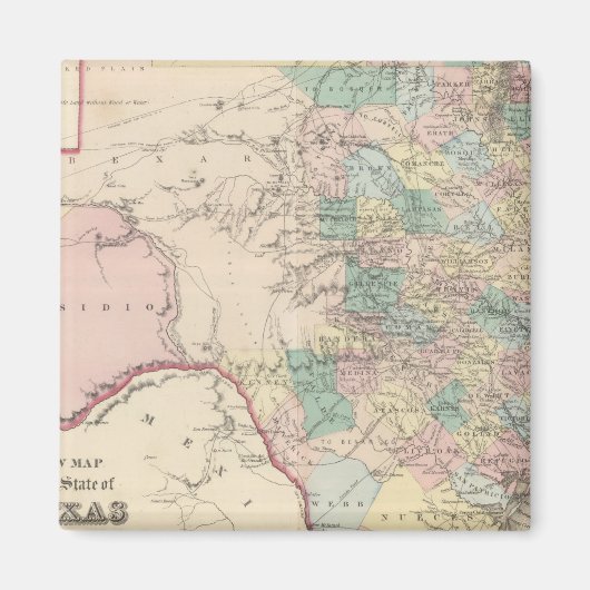 Neue Karte des Staat von Texas Magnet (Vorne)