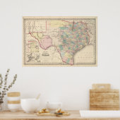 Neue Karte des Staat von Texas Poster (Küche)