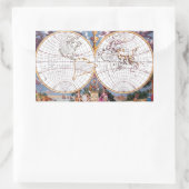 Neue Karte des Terraqueenmuschels Rechteckiger Aufkleber (Tasche)