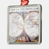Neue Karte des Terraqueus Globe Keramik Silbernes Ornament (Links)