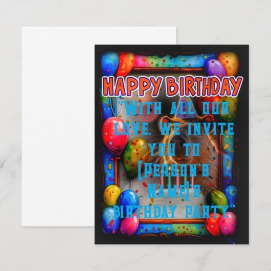 Neue Karte Geburtstagsparty (Vorne/Hinten)