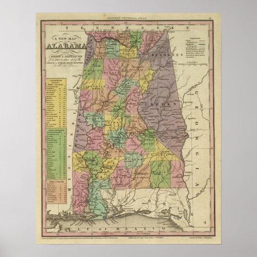 Neue Karte von Alabama Poster (Vorne)