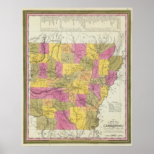 Neue Karte von Arkansas 2 Poster (Vorne)