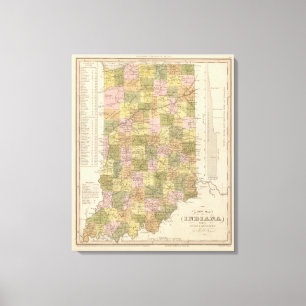 Neue Karte von Indiana Leinwanddruck