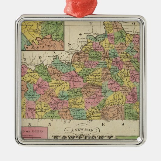 Neue Karte von Kentucky Silbernes Ornament (Vorne)