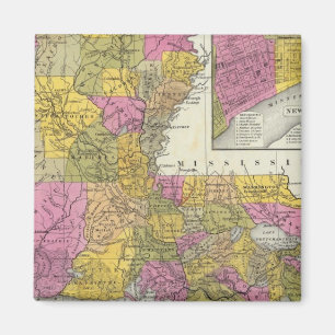Neue Karte von Louisiana 3 Magnet