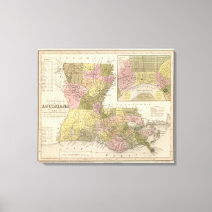 Neue Karte von Louisiana Leinwanddruck