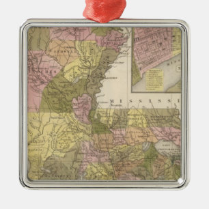 Neue Karte von Louisiana Ornament Aus Metall