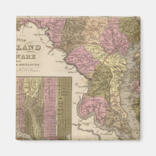 Neue Karte von Maryland und Delaware Magnet