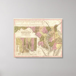 Neue Karte von Maryland und von Delaware 2 Leinwanddruck