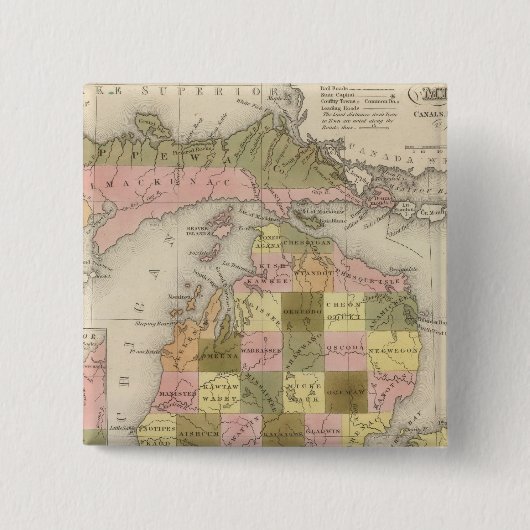 Neue Karte von Michigan Button (Vorderseite)