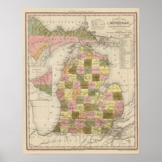 Neue Karte von Michigan Poster (Vorne)