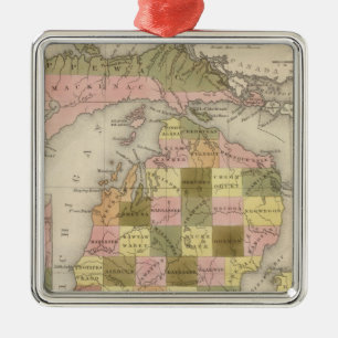 Neue Karte von Michigan Silbernes Ornament