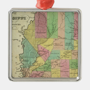 Neue Karte von Mississippi 2 Silbernes Ornament