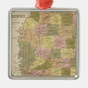 Neue Karte von Mississippi Ornament Aus Metall