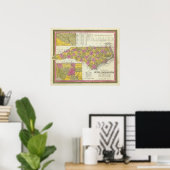 Neue Karte von Nth Carolina Poster (Heimbüro)