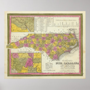 Neue Karte von Nth Carolina Poster