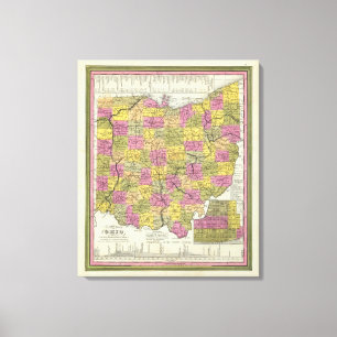 Neue Karte von Ohio 2 Leinwanddruck