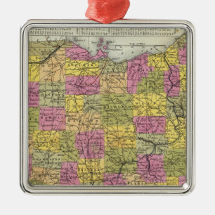 Neue Karte von Ohio Silbernes Ornament
