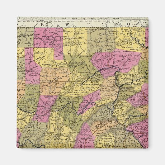 Neue Karte von Pennsylvania 2 Magnet (Vorne)