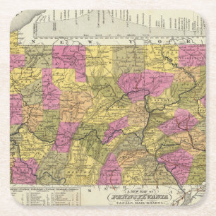 Neue Karte von Pennsylvania 2 Rechteckiger Pappuntersetzer