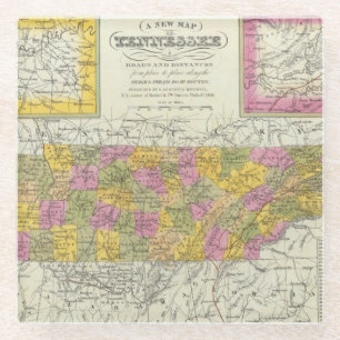 Neue Karte von Tennessee Glasuntersetzer