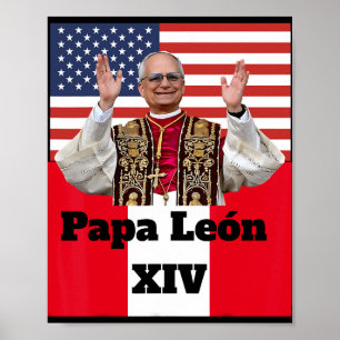 Neue katholische Pe Leo Xiv Papa León Peru U.s.a. Poster