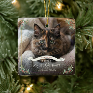 Neue Katze Mein erstes Weihnachten Familienname Ja Keramikornament