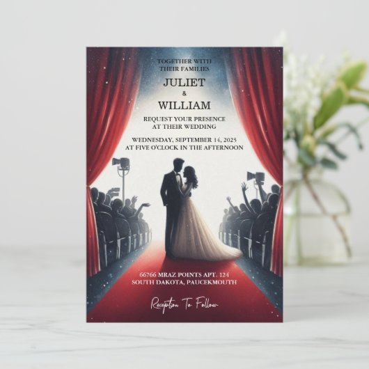 Neue Kino Retro Movie Ticket am beliebtesten Hochz Einladung (Stehend Vorderseite)