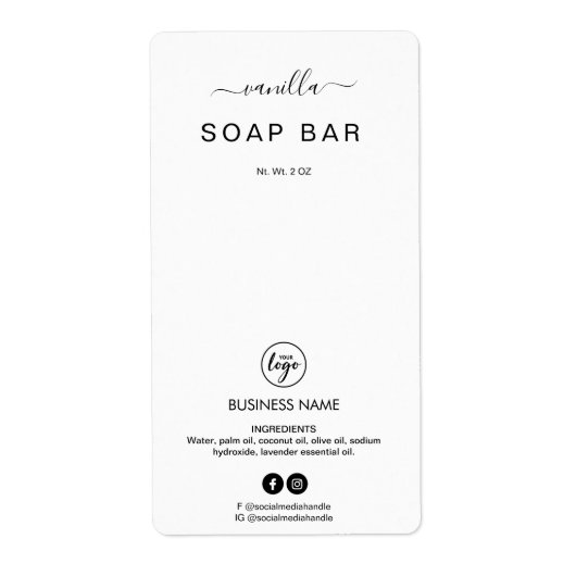 Neue Labels für Minimalistische weiße Seifen-Bar (Vorne)