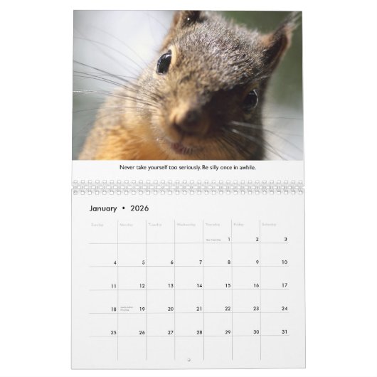 Neue Lebensläufe Funny Squirrel Kalender (Jan 2026)