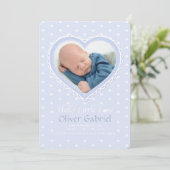 Neue Liebe Blaues Foto Geburtsankündigung Ankündigung (Stehend Vorderseite)