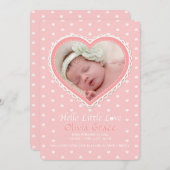 Neue Liebe Rosa Foto Geburtsankündigung Ankündigung (Vorne/Hinten)