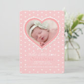 Neue Liebe Rosa Foto Geburtsankündigung Ankündigung (Stehend Vorderseite)