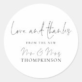 Neue Liebe und Dankeschön-Handschrift Runder Aufkleber (Vorderseite)