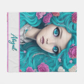 Neue Londoner Prinzessin mit türkisfarbenem Haar u Fleecedecke (Vorderseite (Horizontal))