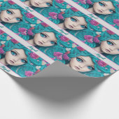 Neue Londoner Prinzessin mit türkisfarbenem Haar u Geschenkpapier (Ecke)