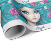 Neue Londoner Prinzessin mit türkisfarbenem Haar u Geschenkpapier (Rolleneckpunkt)