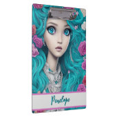 Neue Londoner Prinzessin mit türkisfarbenem Haar u Klemmbrett (Rechts)