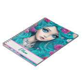 Neue Londoner Prinzessin mit türkisfarbenem Haar u Notizblock (Linke Seite)