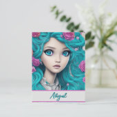 Neue Londoner Prinzessin mit türkisfarbenem Haar u Postkarte (Stehend Vorderseite)