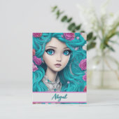 Neue Londoner Prinzessin mit türkisfarbenem Haar u Postkarte (Stehend Vorderseite)