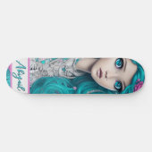Neue Londoner Prinzessin mit türkisfarbenem Haar u Skateboard (Horizontal)