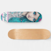 Neue Londoner Prinzessin mit türkisfarbenem Haar u Skateboard (Horizontal)