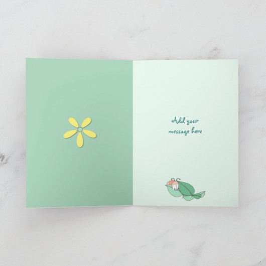 Neue Mädchen gratulieren rosa und grün Karte (Innenseite)