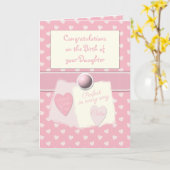 Neue Mädchen gratuliert pink Karte (Gelbe Blume)