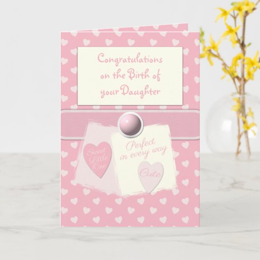 Neue Mädchen gratuliert pink Karte (Gelbe Blume)