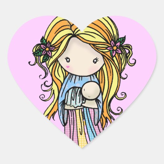 Neue Mama Mutter und Babyaufkleber Herz-Aufkleber (Vorderseite)