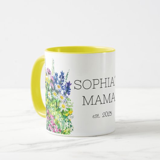 Neue Mama-Tasse, farbenfrohe Wildblumen Tasse (Vorderseite Links)