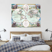 Neue Mapp der Welt Samuel Thornton Wall Art Leinwanddruck (Insitu (Schlafzimmer))
